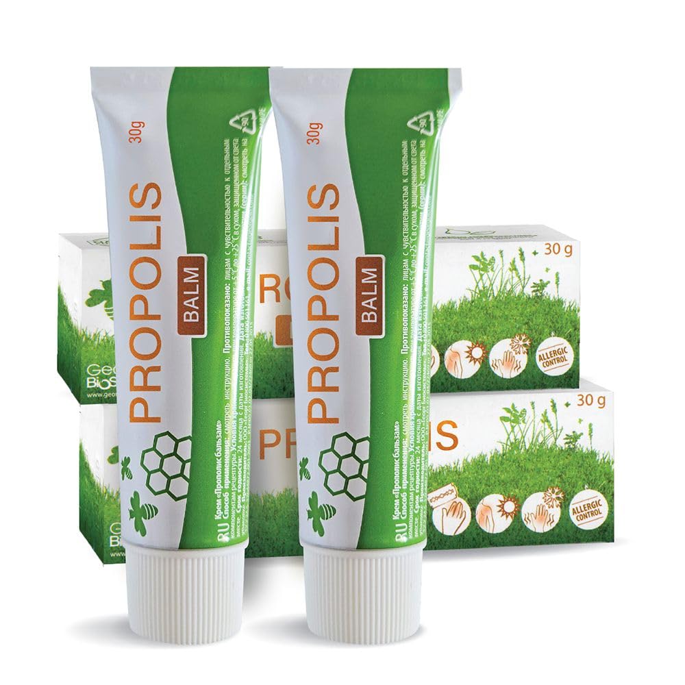 Propolis Balm – Soothing Skin Cream with Silver, Tea Tree Oil & Herbal Extracts – Moisturizing Salve for Dry, Irritated Skin & Minor Scrapes – Non-Greasy Formula – 1 oz (30g) (2 Pack)