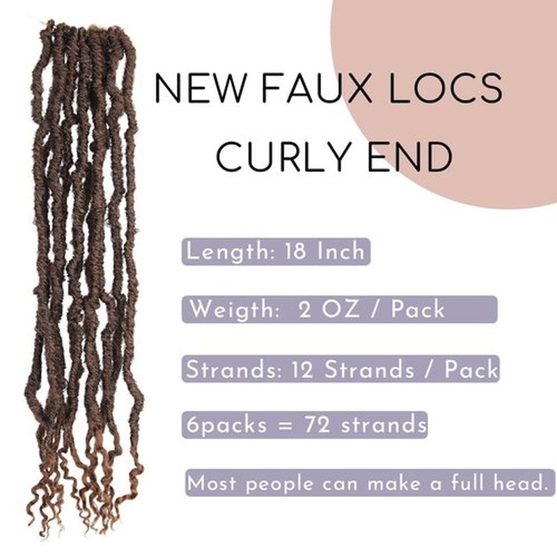 BOHOBABE Faux Locs Crochet Hair 18 Inch, Boho Soft Crochet Locs with Curly Ends, Long Bohemian Goddess Locs Crochet Braids for Black Women (6 Packs, T30)