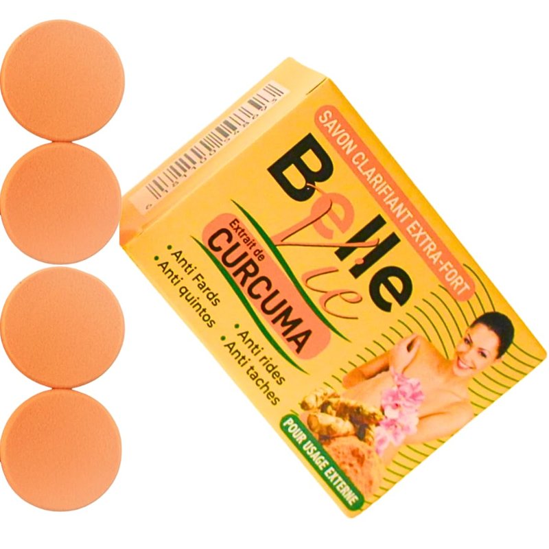 Belle Vie Turmeric Soap, 225g with 4 Exfoliating, cleansing Pads