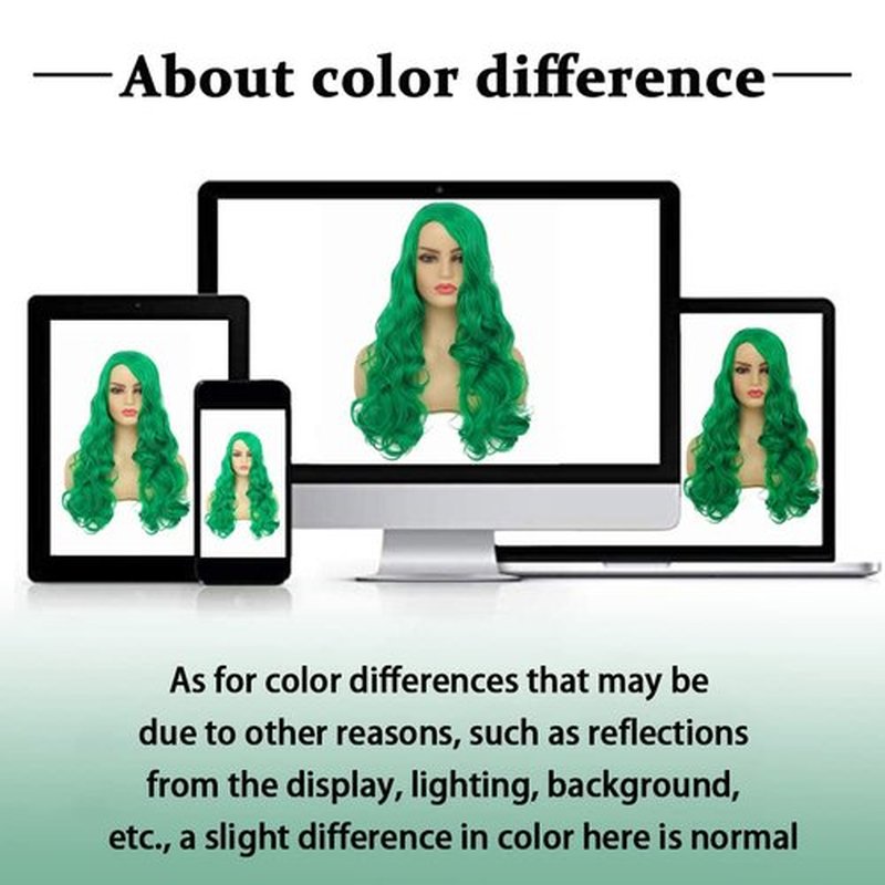 Kaneles Long Curly Green Wig for Women Wavy Side Part Hair Natural Looking Synthetic Heat Resistant Cosplay Party Replacement Wig（Green）