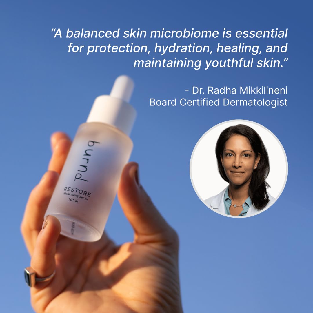 burnd. Microbiome Restoring Face Serum Barrier Repair Moisturizer, Hydrating Facial Serum, organic, Non-Comedogenic, Plant-Based, Preservative-Free Skincare, 1 fl oz