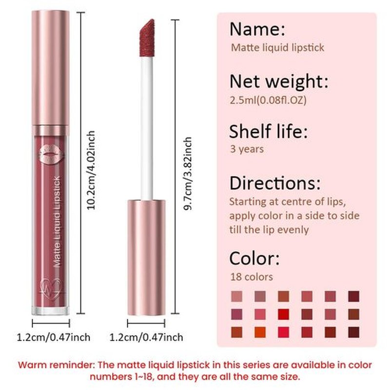 JUAAZIN Wine Matte Liquid Lipstick, With Highly Pigmented and Rich Colors Lip Gloss, Long-Lasting Wear Non-Stick Cup Not Fade Waterproof Lipstick Makeup for Women(Wine 11#)