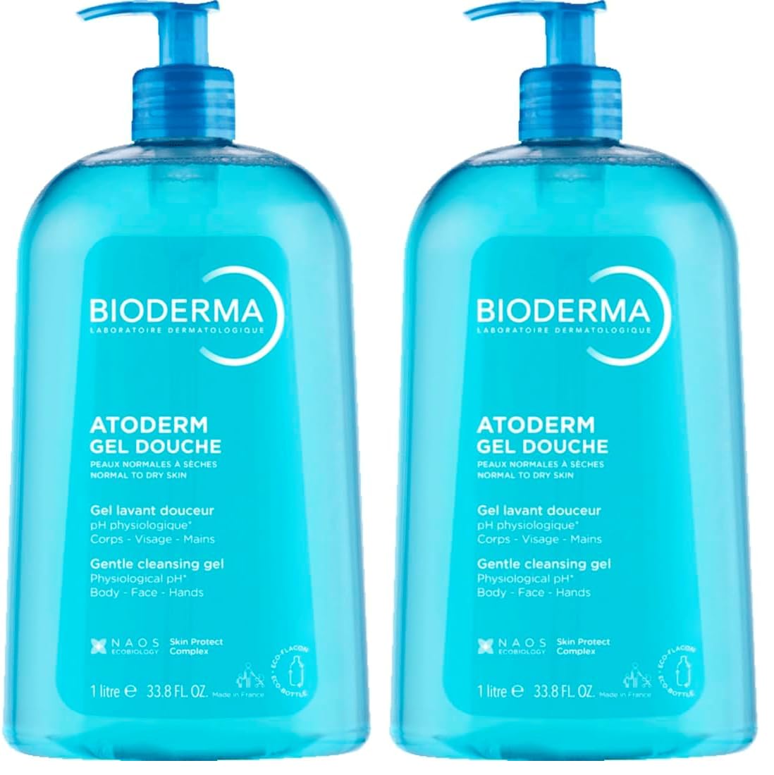 Bioderma - Atoderm Hydrating Shower Gel Body Wash - Moisturizing Face and Body Cleanser for Normal to Dehydrated Sensitive Skin,(Pack of 2)