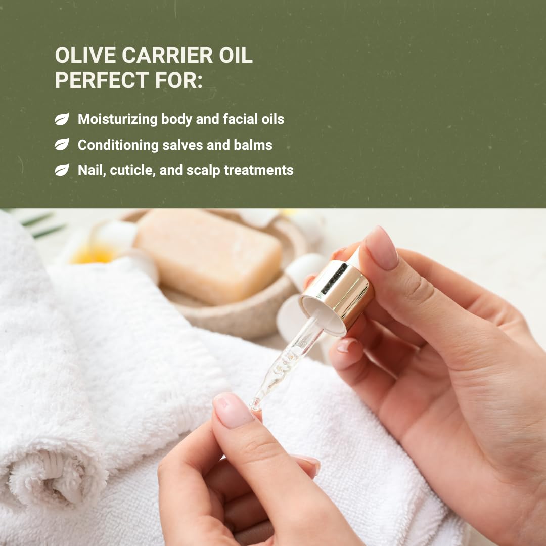 Nature Package Olive Oil for Hair - 100% Pure Cold Pressed Natural Olive Oil for Skin (Aceite de Oliva) for Essential Oils Dilution, Soap Making, Skincare, and Massage Premium Grade (16oz)