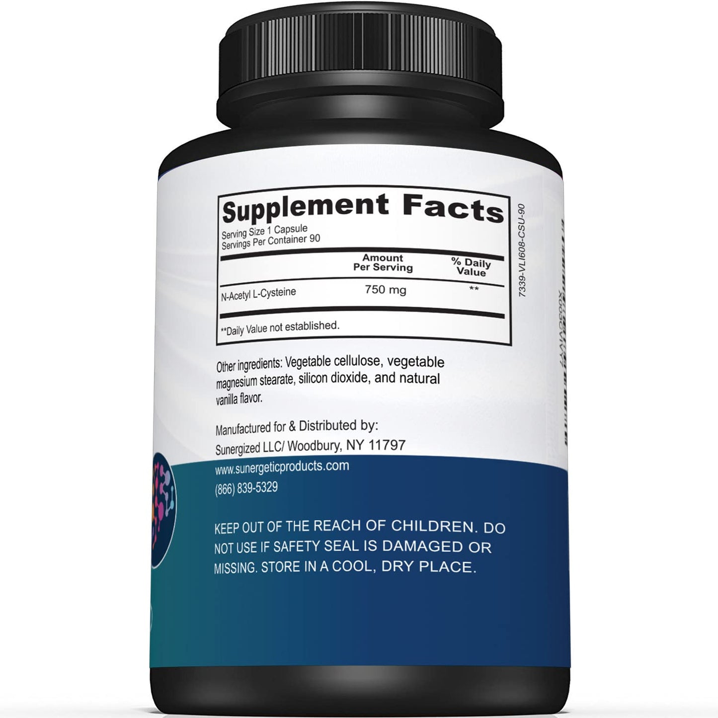 Sunergetic Premium NAC Supplement N-Acetyl Cysteine – 750mg Per Capsule – Supports Liver, Detox Immune, Cellular & Respiratory Health – 90 N Acetyl Cysteine Capsules