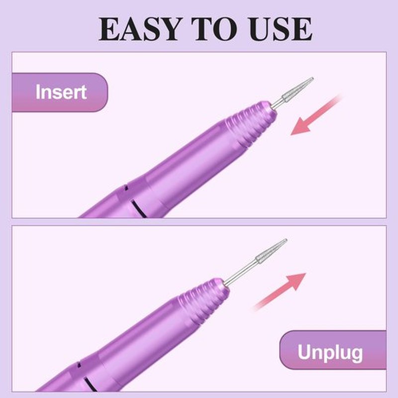 Nail Drill Handpiece Replacement for Professional Nail Drill Machine, 20000 RPM Handpeice Replacement Parts for SUBAY, ALLE˙S, HOINVO and JIASHENG, Purple