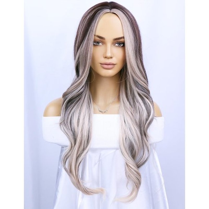 BERON Brown Blonde Wigs Long Wavy Wig for Women Curly Chocolate Highlights Blonde Heat Resistant Synthetic Hair Wigs for Cosplay Party Daily or Used