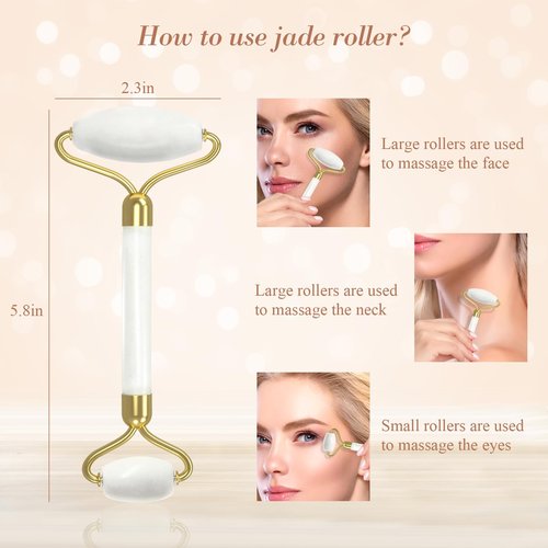 YLTNEUQER Gua Sha Facial Massage Tool & Jade Roller Set, Facial Massager for Face, Neck, Back, Arms, Legs, Eye,SPA Gifts for Women Gua Sha Facial Massager Reduce Puffiness and Improve Wrinkles
