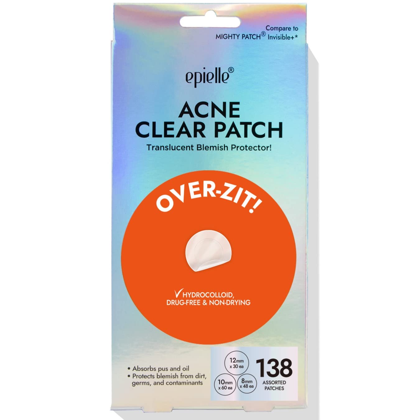 Epielle Acne Clear Patch Over-Zit - The Ultimate Hydrocolloid Solution of Acne Clear Patch (138 Ptches) Acne Pimple Patches Blemish Patches