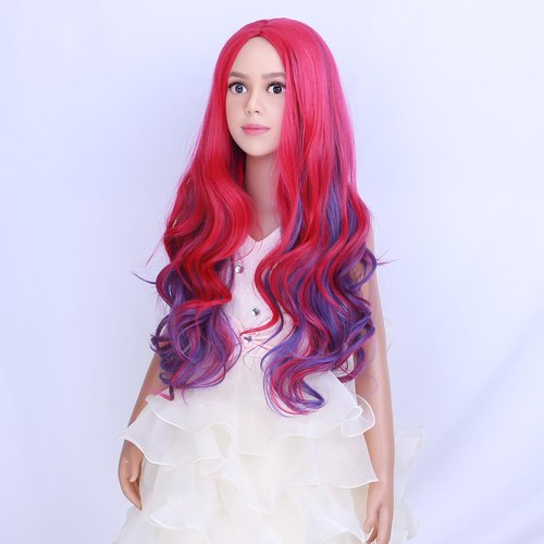PATTNIUM Pink Purple Wig Kids Long Wavy Wig Pink Mix Purple Wig Girls Costume Wig Heat Resistant Synthetic Cosplay Halloween Party Wig (Pink Purple)
