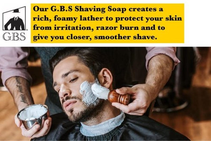 G.B.S Men's Shaving Soap 97% All Natural Enriched With Shea Butter and Glycerin, Creates Rich Lather Form, 3 Oz Each Pack of 2 (1 Sandalwood Round Shaving Soap, 1 Bay Rum Shaving Soap)