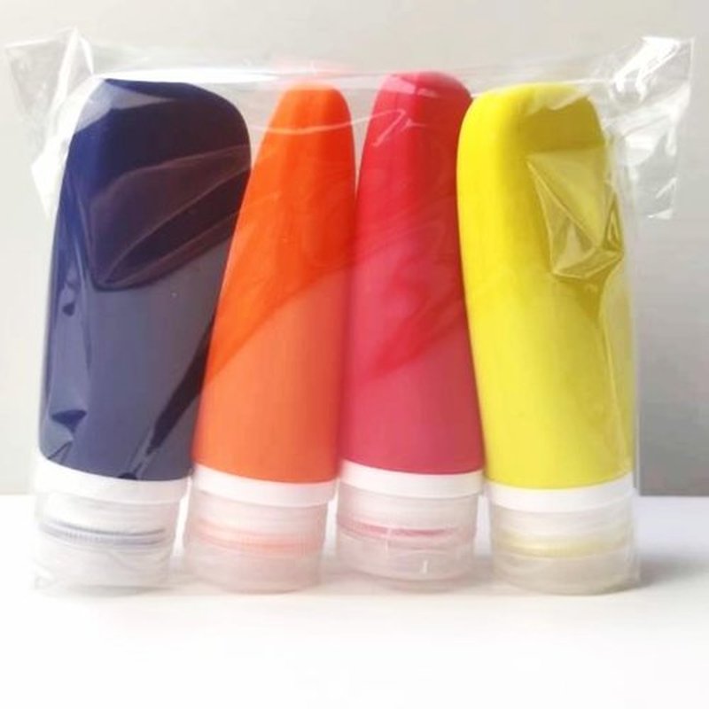LYOB Travel Bottles for Toiletries, TSA Approved 3oz Leak Proof Silicone Soft Refillable Squeeze Travel Size Containers BPA Free for Cleansers, Lotions, Shampoo, Conditioner (red,yellow,blue,orange)