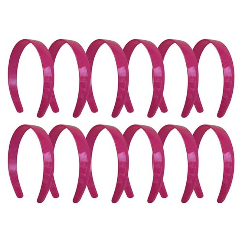 1 Inch Plastic Headbands (set of 12) - Hot Pink