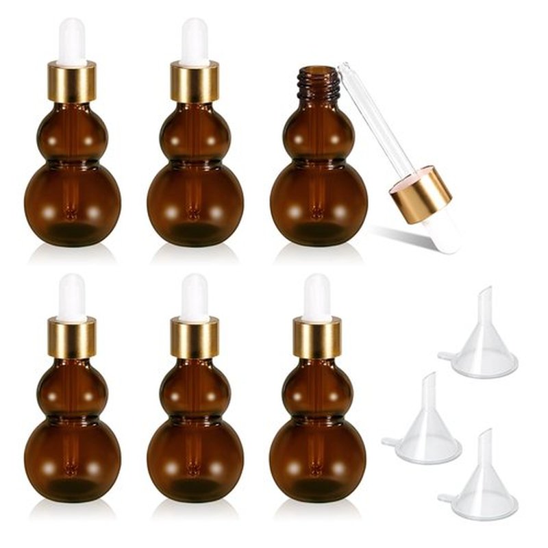 UMETASS 1 oz Dropper Bottles, 30ml Dark Amber Glass Tincture Bottles with Eye Droppers, Leakproof Essential Oils Bottles, Mini Travel Essentials Bottles (6 Pack-Brown)