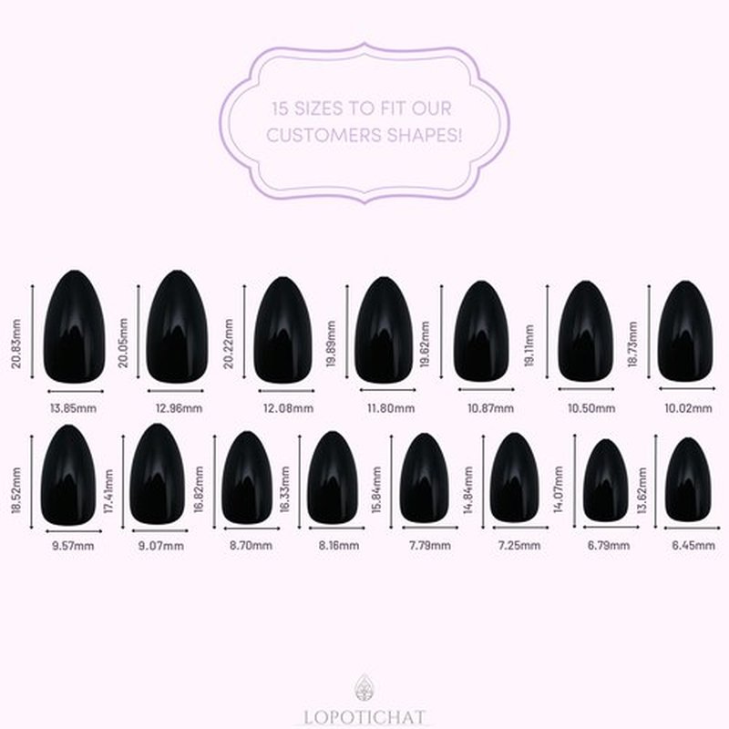 Lopotichat Ultra-Resistant Gel Press-On Nails Set - 30 Nails in 15 Sizes for Perfect & Natural Fit - Reusable Manicure for DIY Salon-Quality Nails at Home (Mystical Velvet)