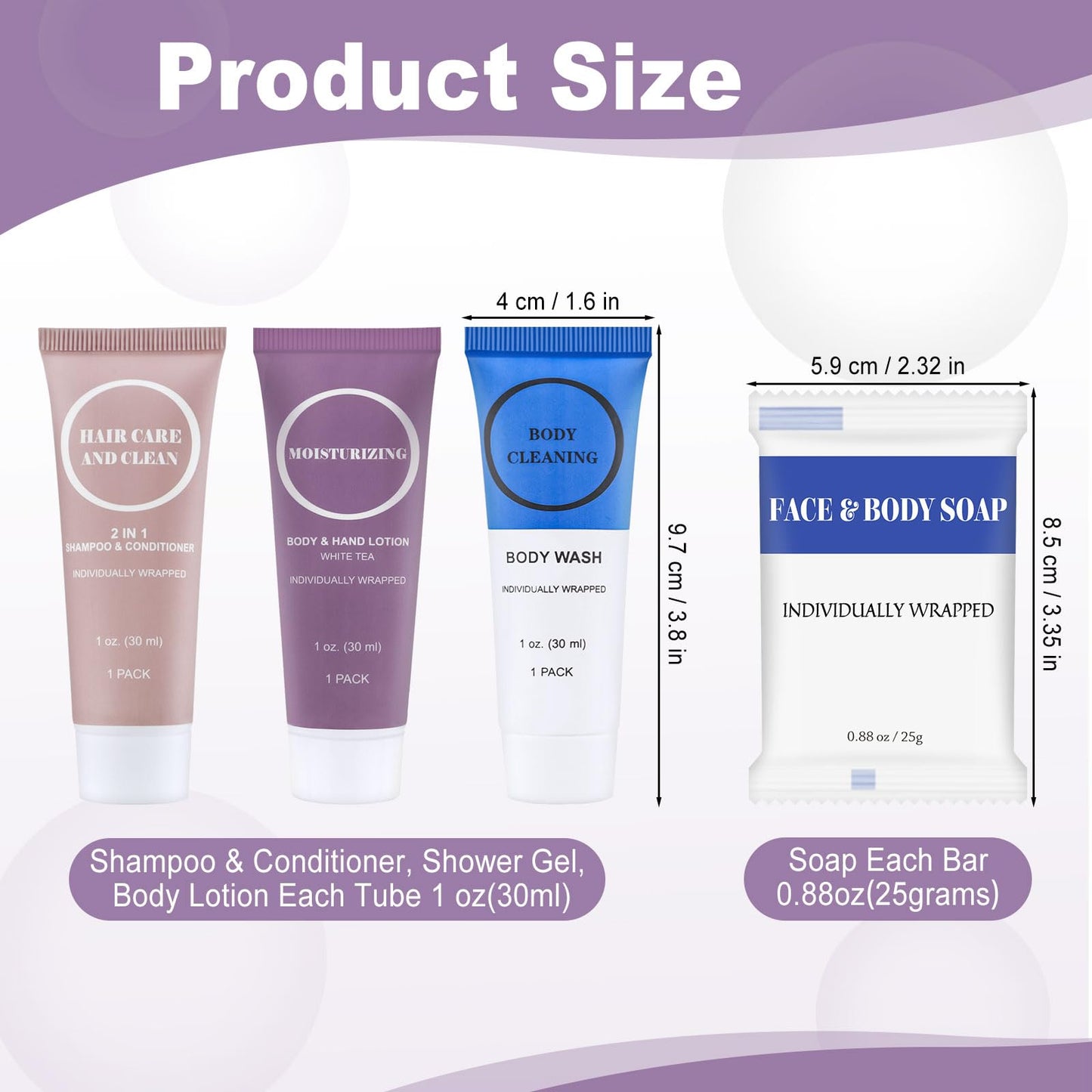 Travel Size Toiletries Set Bulk, Individually Wrapped 1 oz Mini Body Lotion Shampoo & Conditioner Body Wash 0.88 oz Bars Soap Toiletry Kit Guest Amenities for Hotel/Shelter/Homeless/Charity (160 Pack)