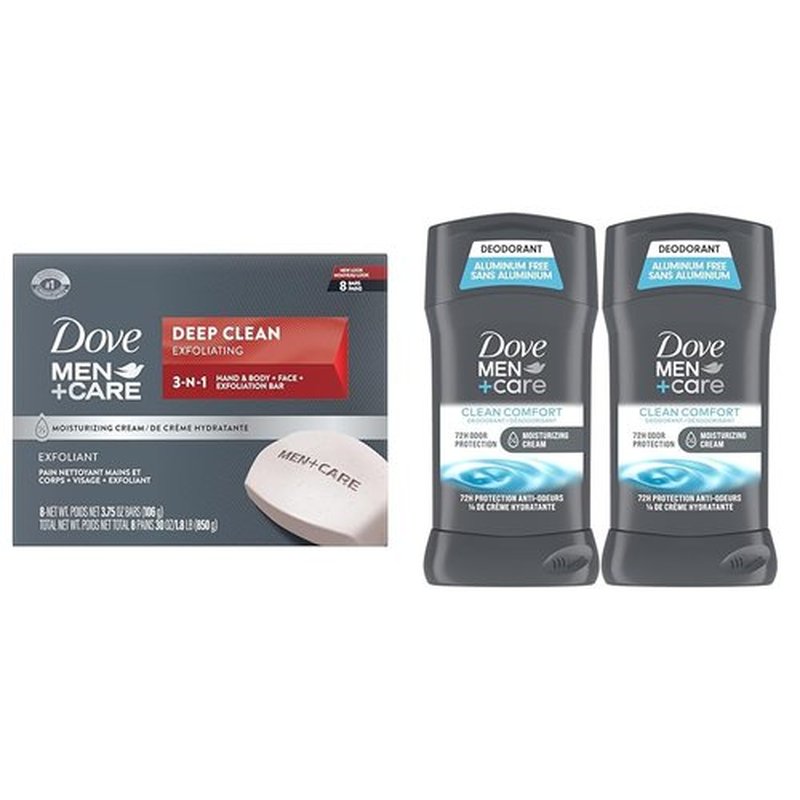 DOVE MEN + CARE Body and Face Bar More Moisturizing Than Bar Soap Deep Clean Effectively & Deodorant Stick Moisturizing Deodorant For 72-Hour Protection