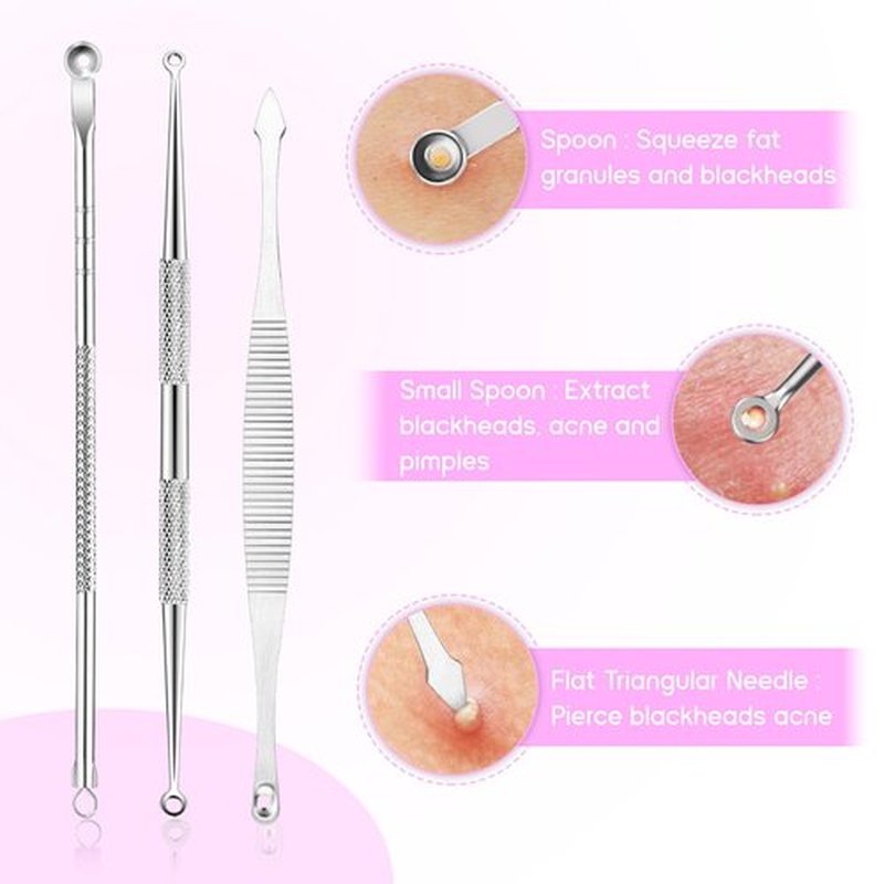 15 PCS Pimple Popper Tool Kit, MORGLES Stainless Steel Blackhead Remover Comedone Extractor Tools for Blemish, Acne, Zit, and Whiteheads for Face & Nose, Acne Tools with Metal Case (Silver)
