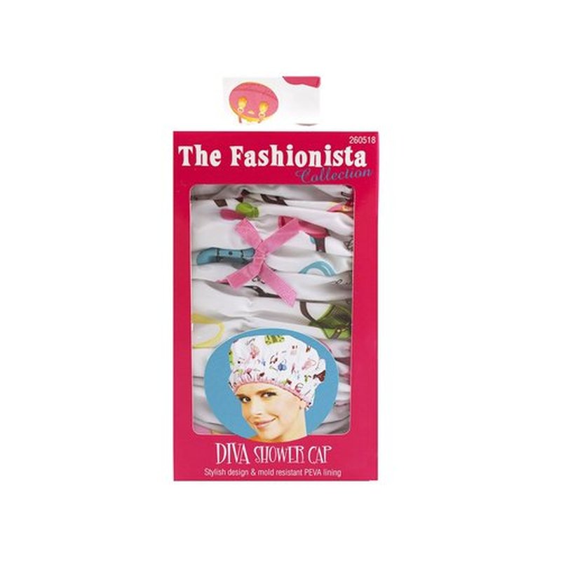 Reusable Shower Cap & Bath Cap, Lined, Oversized Waterproof Shower Caps Large Designed for all Hair Lengths with Lining & Elastic Band Stretch Hem Hair Hat - Fashionista Diva (Pack of 2)