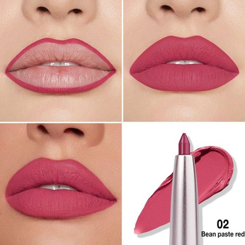lip liner pencils, Modern Classic Lip Liner, Lip Liner Pigmented Vegan Matte, Lasting Finish Lip Liner, Luxurious Creamy Long Lasting Lip Liner, Prevents Feathering and Fading (08#Bean Paste Red, 1)