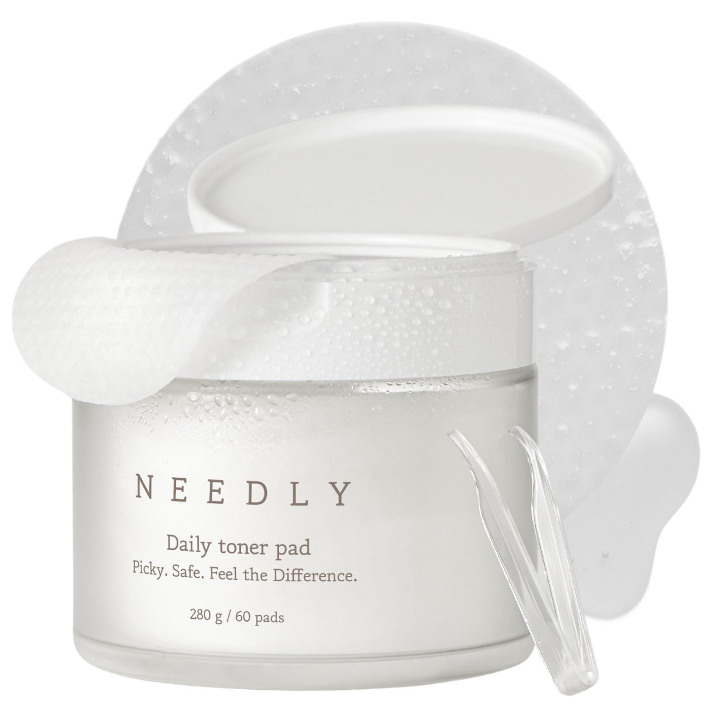 Needly Daily Toner Pad, Exfoliating Facial Pads with BHA & PHA, Deep Hydration, Pore Minimizer for Face, Centella, Tea Tree, High Volume Essence, Extra Large Cotton Pad, Korean Skin Care (60 Pads)