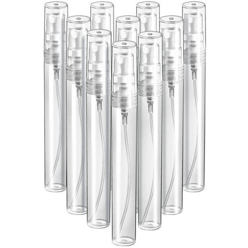 FANDAMEI Mini Clear Spray Bottle, 10 Pack 8ml Mini Plastic Spray Bottle Empty, Fine Mist Refillable Mini Perfume Bottle, Perfume Atomizer, Small Empty Sample Containers, Plastic Portable Travel Bottle