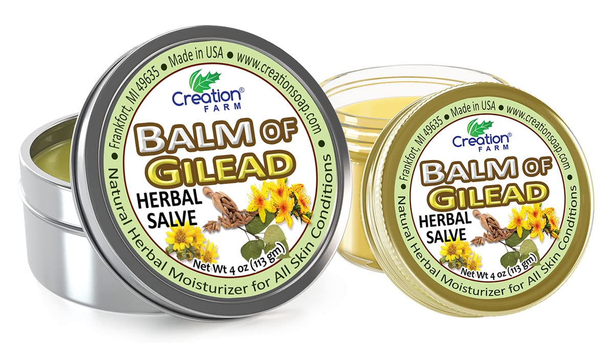 Creation Farm Balm of Gilead Salve - Soothing Sore Muscle Massage Rub Natural Herbal Plant Based Ointment, Pomada De Gilead Savilla - 4 oz Jar - Fast Acting