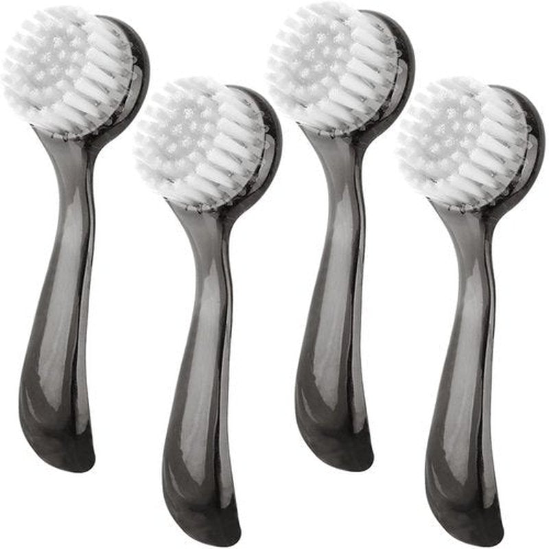 Beomeen Facial Cleansing Brush 4 PCS, Facial Exfoliating Brush Face Wash Scrub Exfoliator Brush for Makeup Skincare Removal (Transparent Black)