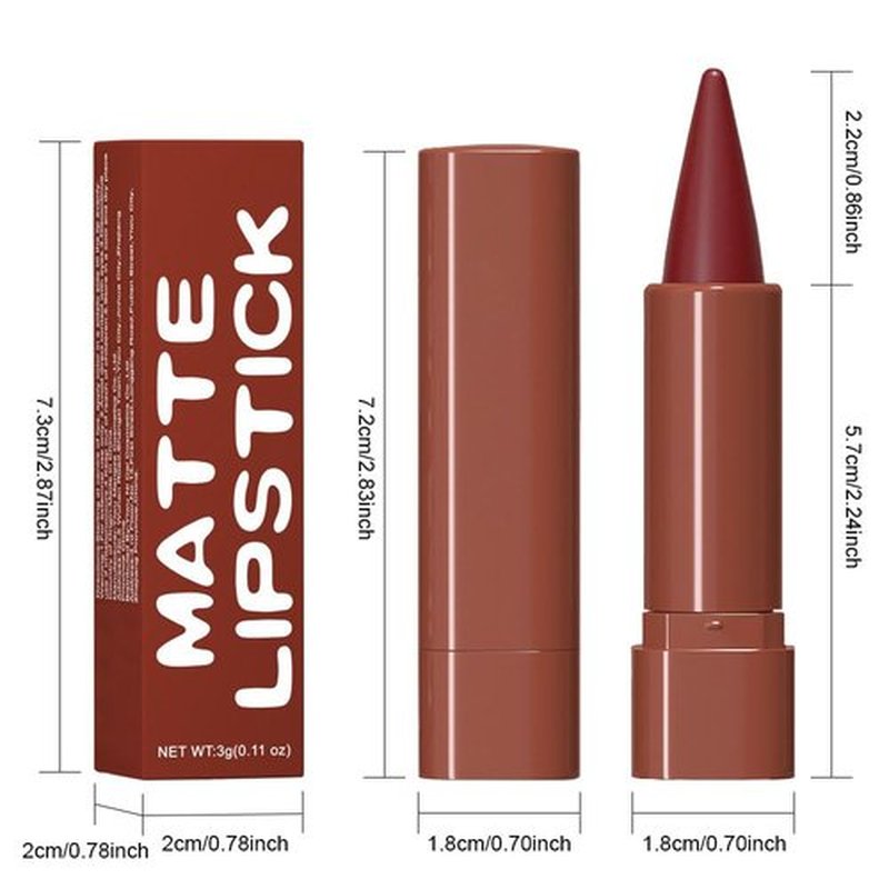 JUAAZIN Vivid Auburn Gradient Matte Lipstick Crayon Lip Liner pencil, Flawless Contour Gradual Ombre Effect lip Pencil, High Pigmented Long Lasting Waterproof Smudge Proof Lipstick Pencil 07#