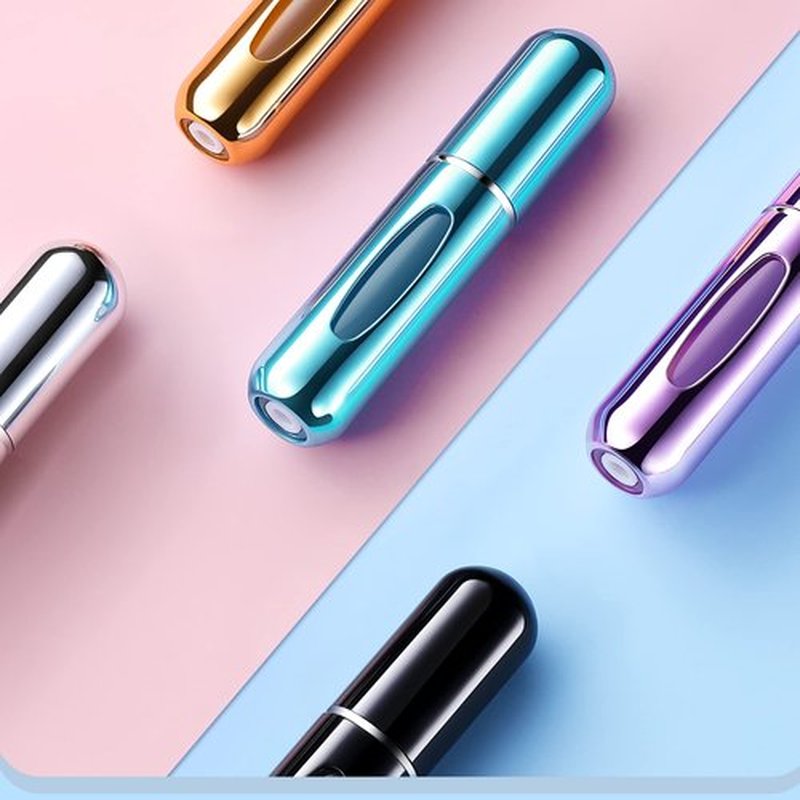 Portable Mini Refillable Perfume Atomizer Bottle Refillable Spray, Atomizer Perfume Bottle, Scent Pump Case, Perfume Atomizer Refillable Travel (5ml, 5 Pack) (Purple, Blue, Breen, Rose Red, Silver)