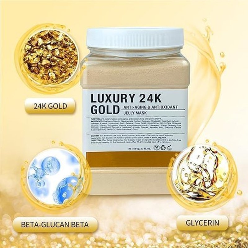 Angeland Jelly Mask for Facials Professional Natural Gel Face Masks, Moisturizing & Hydrating Jelly Face Masks, Peel Off Face Masks SkinCare 23 Fl Oz (24K Gold)