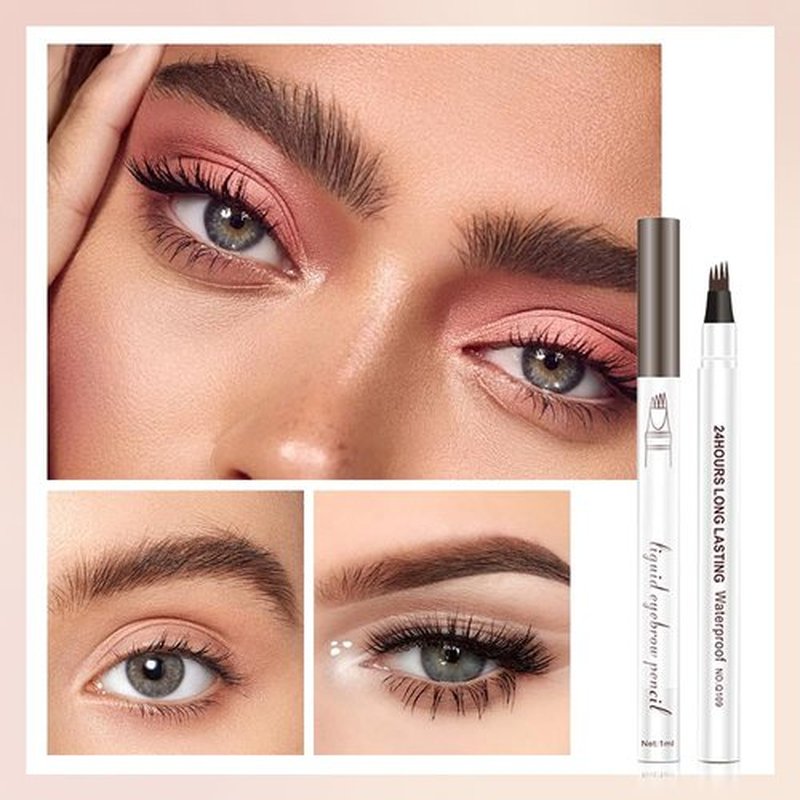 2PCS New Microblading Eyebrow Pen, 3D Waterproof Eyebrow Pen Pencil Natural Makeup Fine Stroke Eyebrow Pencil, Eye Brown Makeup Long-Lasting Waterproof Eyebrow Pencil for Women (Light Brown)