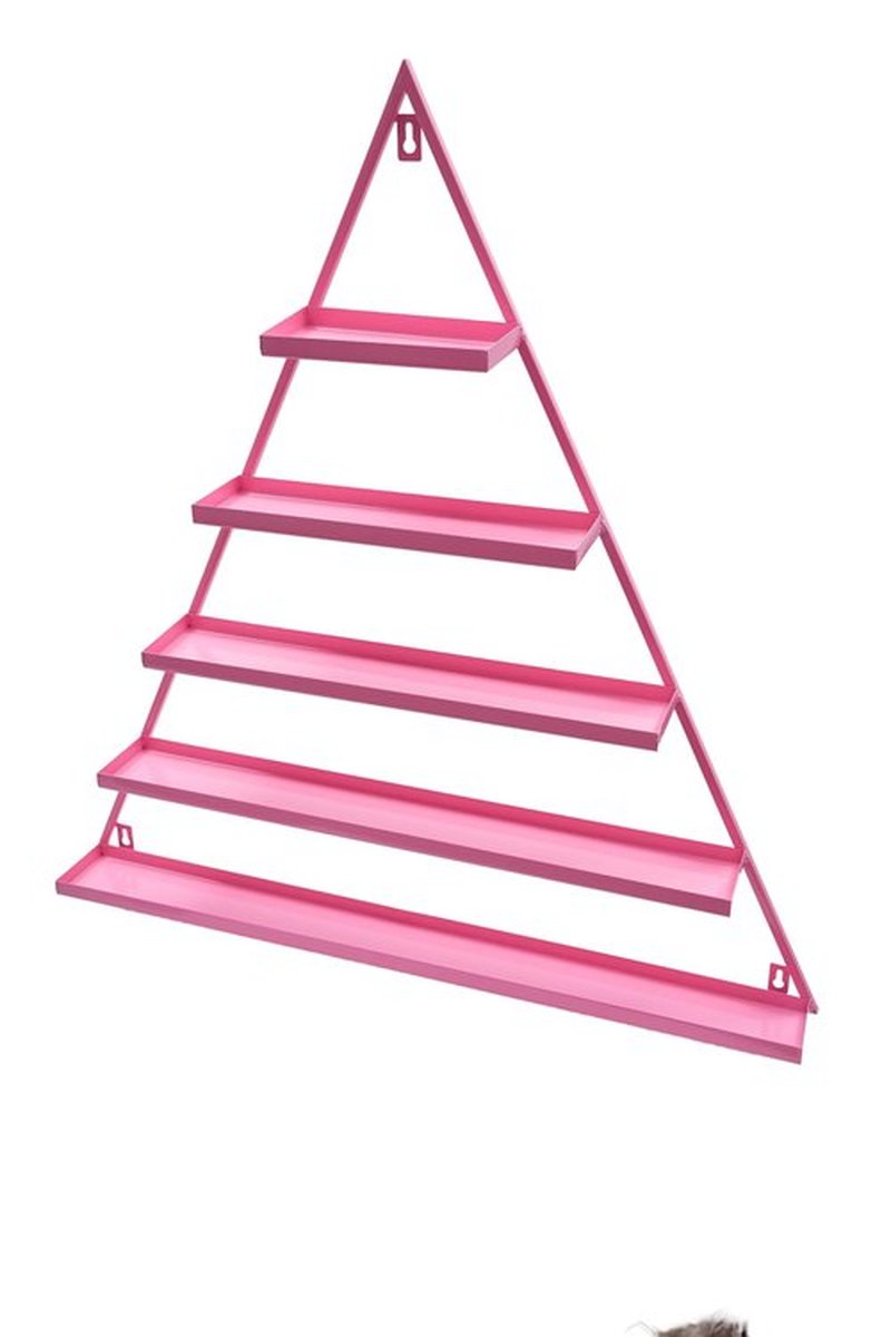 LEYSRIS Wall-Mounted Nail Polish Rack, Set of 6 Triangular Pink Nail Polish Shelf Lipstick Perfume Cosmetic Display Shelf for Home Spa Nail Salon Shop