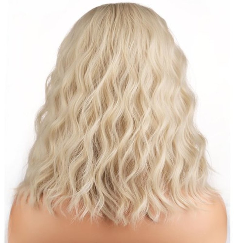 MAGQOO Blonde Wig for Women Girls Short Curly Wavy Blonde Wigs Blonde Bob Wig Side Part Synthetic Heat Resistant Cosplay Costume Wigs