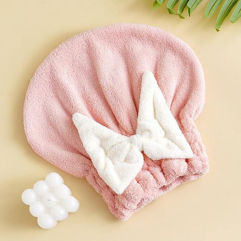 2Pcs Microfiber Hair Drying Caps Extrame Soft Ultra Absorbent Quick Drying Hair Turban Wrap Towels Bow Knot Shower Cap for Curly Long Thick Wet Hair Girls and Women (Blue+Pink)