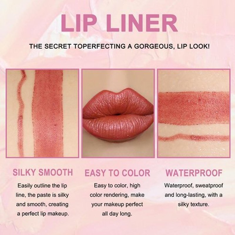 2 in 1 Rose Gold Matte Lip Liner & Lipstick Combination, DNM Metallic Dual Ended Lipstick, Lip Liner, Lip Gloss, 24 Hour all Day Long-Lasting Waterproof Lipliners Pencil for Women Lip Makeup Gift 07#