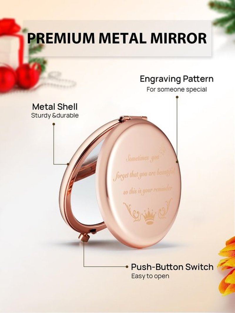 Getinbulk Personalized Compact Mirror to Granddaughter, Unique Small Present for Her Mom Best-Friends Teacher Sister Coworker Grandma (Rose Gold)