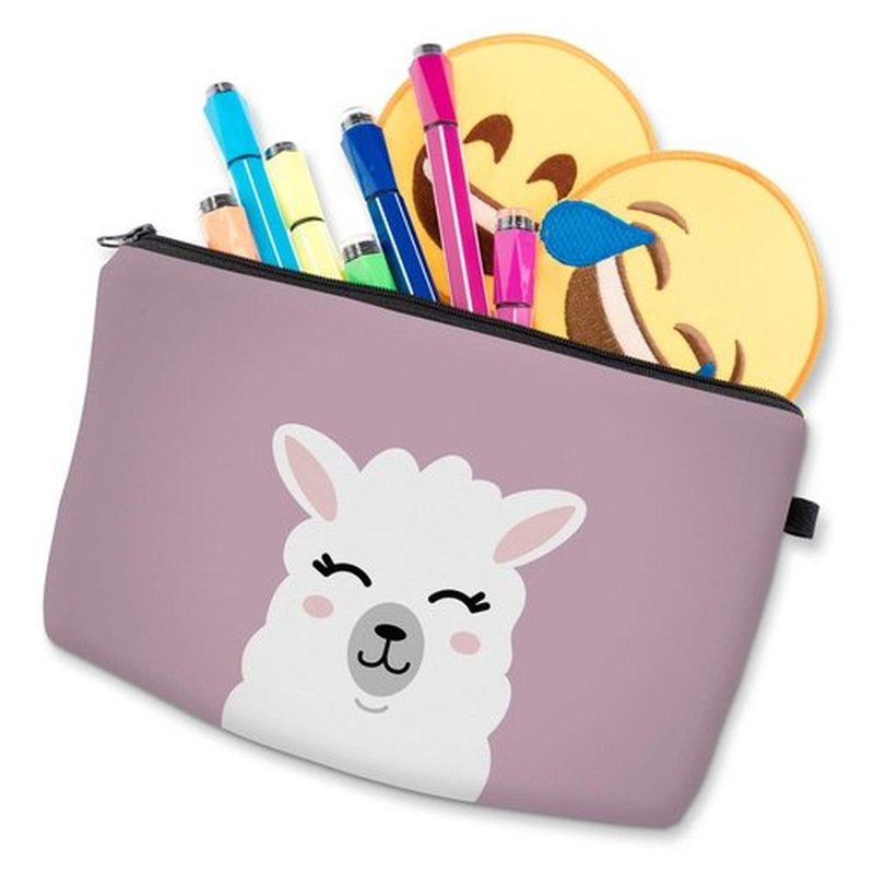 LOOMILOO Cosmetic Bag for Women, Adorable Roomy Makeup Bags Travel Water Resistant Toiletry Bag Accessories Organizer Liama Gifts (Pink Liama 51437)