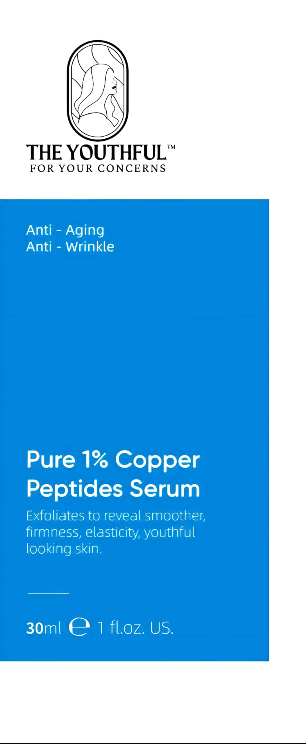 The Youthful - Copper Peptide Face Serum Collagen (Formula Same Buffet Plus Copper Peptides) Peptide Serum for Hydration, Anti-Aging, Firmness, Skin Elasticity, Copper Elixir - 30ML