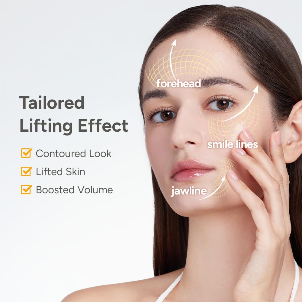 SUNGBOON EDITOR Deep Collagen Retinol V-Line Lift Up Mask, Full Face & Neck Lifting Sheet Mask with Volufiline, Firm-Looking, Tightening & Jawline Contouring, Korean Skincare, 4 Count