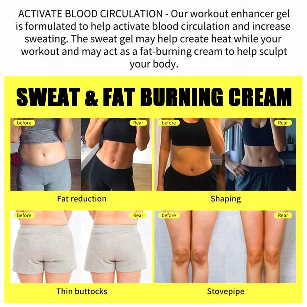 Sweat & Fat Burning Cream，Belly Fat Burner Sweat Enhancer，Slimming Massage Cream，Burns cellulite on thighs, legs, abdomen and buttocks，Suitable for both men and women，4.23 OZ