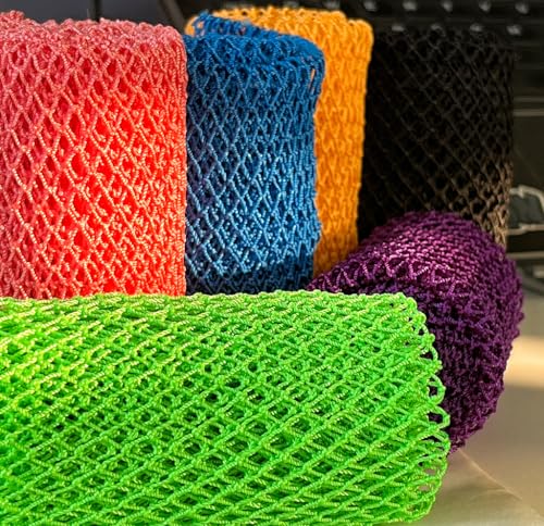 SPMKTBOZAI African Net Sponge Authentic, 2 Pieces African Exfoliating Sponge Real African Net Black Owned, African Bath Sponge Back Scrubber, Body Exfoliator Shower Bath Accessories (Black, Orange)
