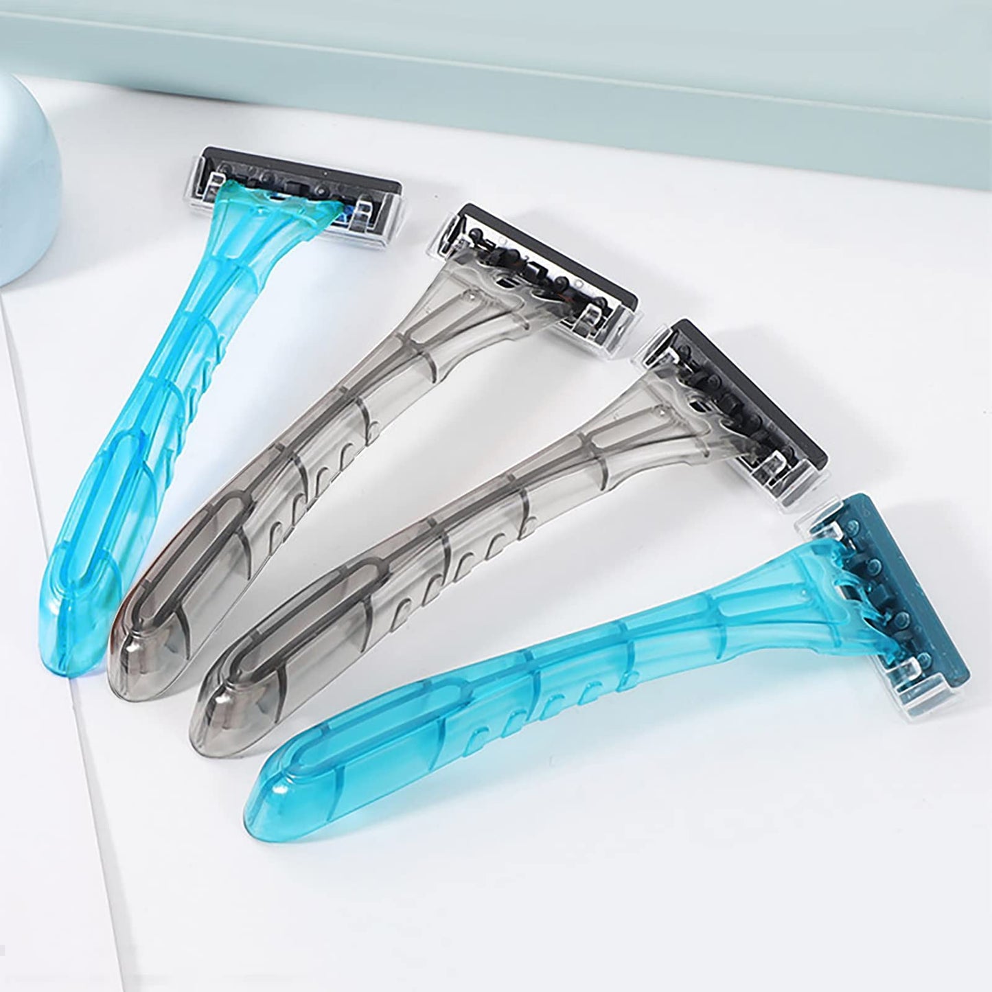 100 Pack Disposable Razors Individually Wrapped, Razors Bulk, Twin Stainless Steel Blade Razors for Hotel, Travel, Airbnb, Homeless (Blue)