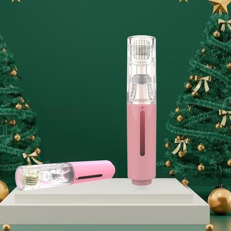 Infusion Derma Roller Skin Care Microneedling Beauty Tool at Home Microneedles for Face Scalp Lips Dermaroller 0.25mm (Pink)