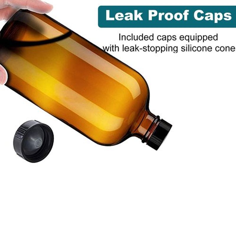 HAOERMEI 16 oz Amber Glass Spray Bottles - 2 Pack Refillable Empty Bottle for Cleaning Solutions, Essential Oils, Plants, Hair Mister - with Pump,Labels &Funnel, Dropper (Amber-2PACK)