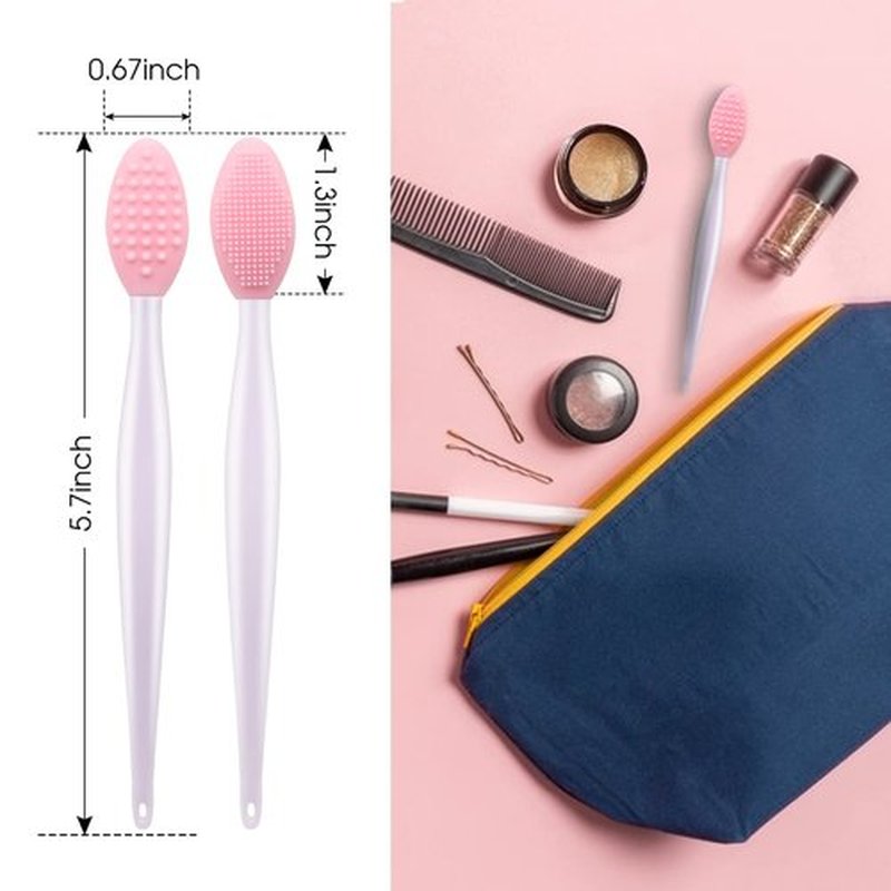 Lip Scrub Brush Lip Brush Tool,Double-Sided Silicone Exfoliating Lip Brush,Gentle Lip Exfoliator Scrubber Brush for Smooth,Soft,Bright,and Healthy Lips(2 PCS) 2 Colors