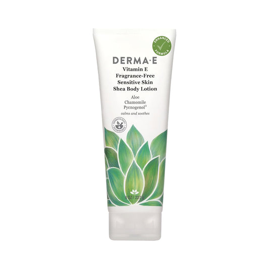 Derma E Vitamin E Body Lotion - Fragrance-Free Moisturizer with Shea Butter & Aloe Vera | 8 Oz for Sensitive Skin