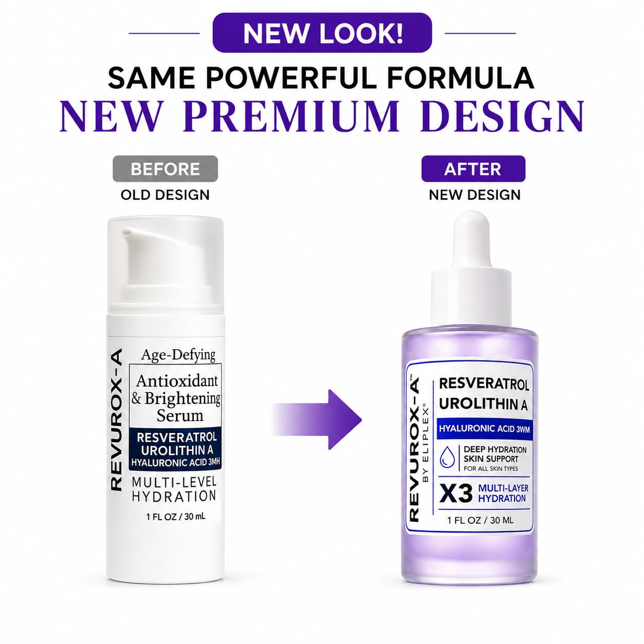 ELIPLEX Resveratrol + Urolithin A Face Serum – Lightweight Hydration & Radiance | 1 fl oz