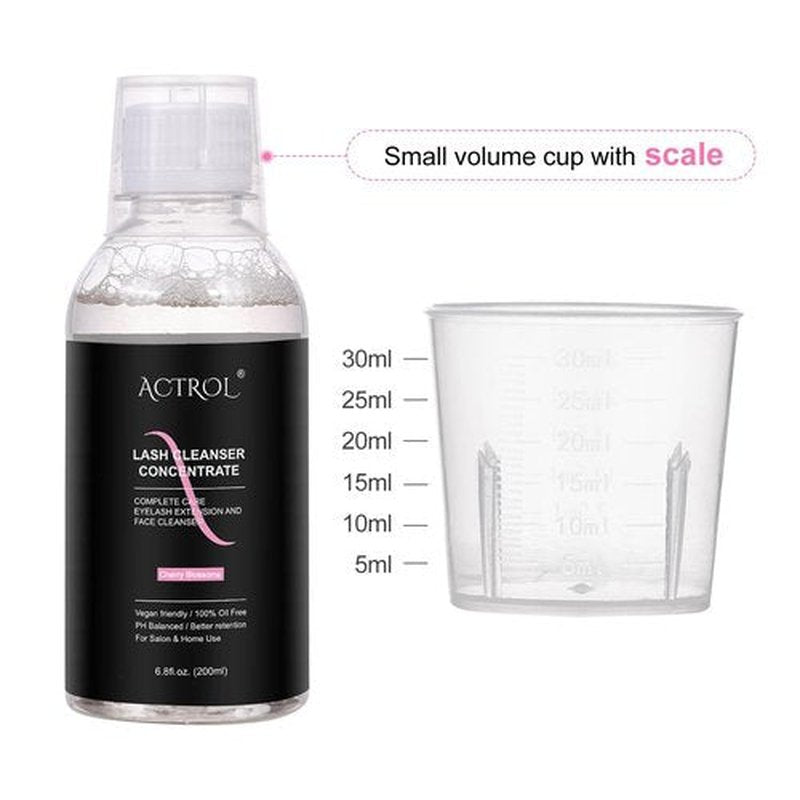 Eyelash Cleanser Concentrate 200ml Cherry Blossoms Professional Lash Shampoo Foaming Cleanser DIY Paraben & Sulfate Free Non-lrritating Wash for Extensions Lashes with Salon Home Care-Makes 20 Bottles