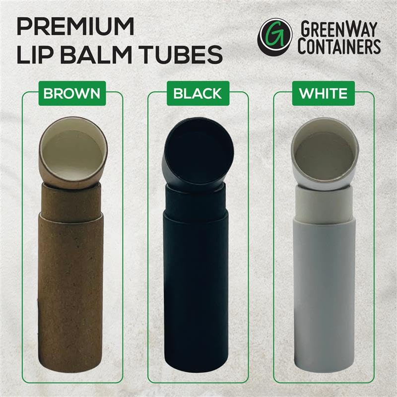 Kraft Paperboard Lip Balm Tubes - 0.15oz Refillable DIY Cosmetic Containers | 25 Pack, Extra Thick Push-Up Bottom, Black